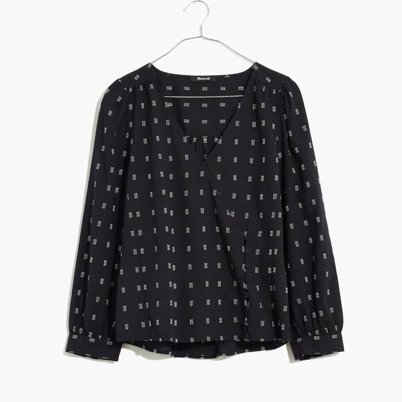 Madewell | Kinston Side-Button Wrap Top in Textured Dobby - Picture 2 of 5
